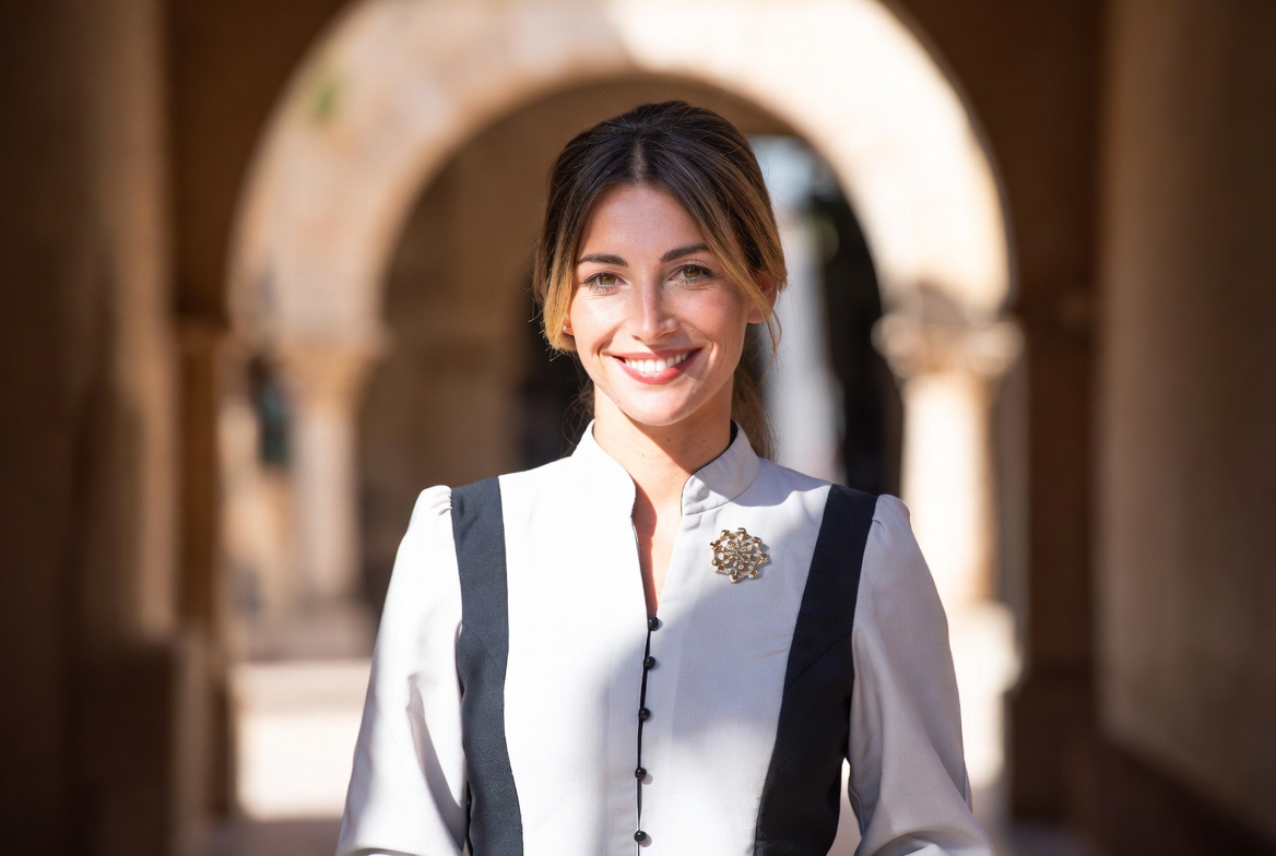 professional woman in a business setting engaging in a video call